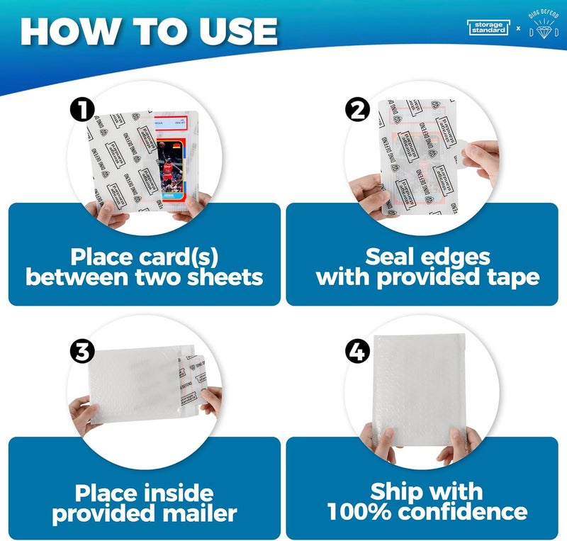 Storage Standard Ding Defend Card Shipping Kit Envelope Bubble Mailers - Includes 110 4’’ x 6’’ Semi-Transparent Small Padded Envelopes/Protectors, 55 Small Bubble Mailers, 240 Tape Seals for Collectible Cards & Slabs - Image 3